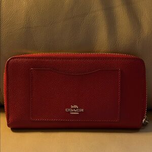 Coach Scarlet Leather Zip Wallet